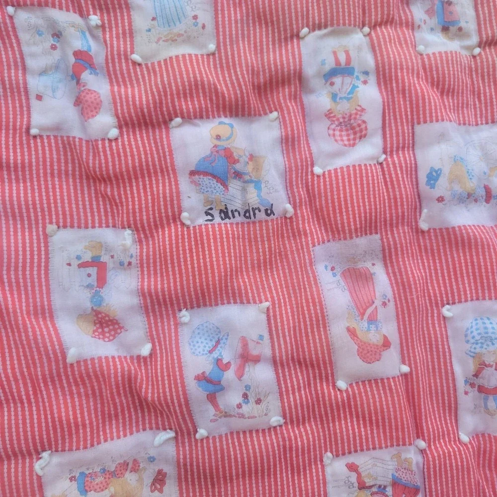 Antique Handmade Quilted Baby Blanket 41x48 Sunbonnet Sue
